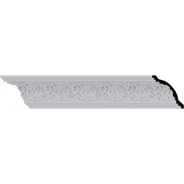 Ekena Millwork 4 3/4"H x 4 1/2"P x 6 5/8"F x 94 1/2"L, (3 7/8" Repeat), Floral Crown Moulding MLD04X04X06FL - main